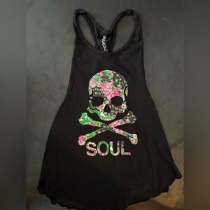 Soulcycle - black tank with skull logo - size XS
